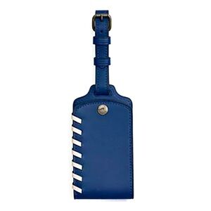 NEW! COACH Deep Blue/ Chalk Whipstitch Limited Edition Leather Luggage Tag NWT